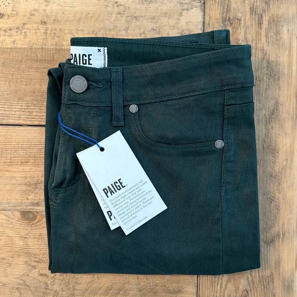 Paige Green Coated Skinny Jeans